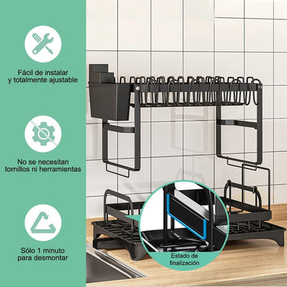 Escurridor De Platos 2 Niveles Secaplatos Multifuncional